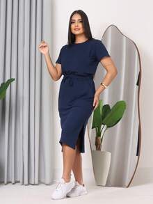 Casual  elegante  Conservador / modesto    Nó    Praia - Azul Marinho - Visão 3