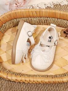 1 Pair Girls' Sweet Pearl Lace Princess Shoes, Soft Sole Anti-Slip, Versatile Breathable Performance Shoes - Beige - View 14