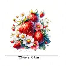 1片/2片/3片装 耐用持久的热转印草莓图案贴纸，适用于DIY T恤、卫衣、牛仔裤、连帽衫、背包、夹克、手提包、枕头 - L+S - 查看 4