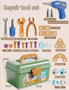 Juego de herramientas de construccion DIY para niños 126 piezas - Azul - Ver 6