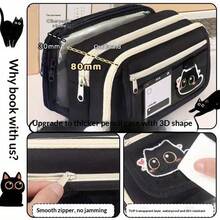 1个小猫图案9层大容量铅笔盒 - 多隔层文具、化妆品和办公用品收纳袋 - 拉链便携设计 - 适合学生、办公室、青少年和成人使用，铅笔袋 | 时尚现代外观，铅笔袋，学习用品，返校季 - 彩色 - 查看 8