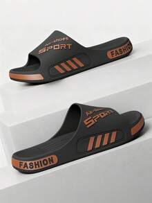 Zapatillas Gruesas Para Hombres De Suela Gruesa Adecuadas Para El Uso En Interiores Y Exteriores En Verano, Proporcionando Alta Durabilidad, Comodidad, Diseño Antideslizante Y Con Forma De Poo, Ideales Para Parejas - Negro y dorado - Ver 3