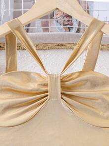 2pcs/Set Girls Summer Camisole Top And Star Mesh Skirt Set - Black - View 5