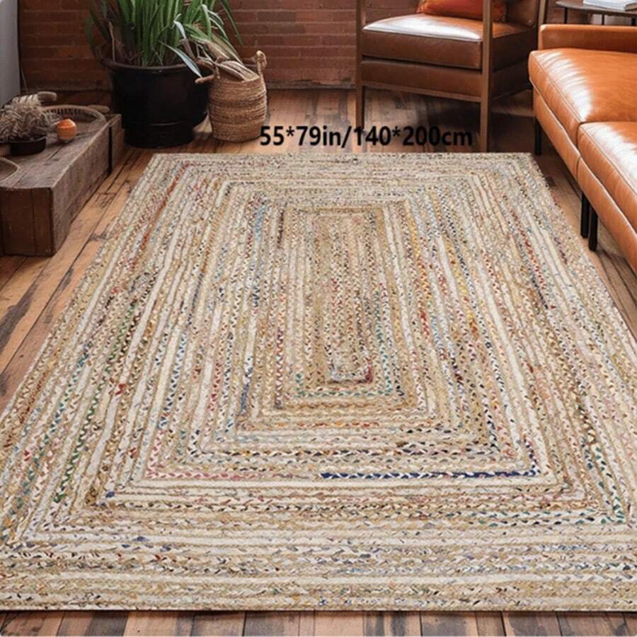 Large Bohemian Style Area Rug - Soft, Machine Washable, Non-Slip Backing, Multicolor Striped Design, Suitable For Living Room, Bedroom, Office, Indoor And Outdoor Use, Living Room Carpet Bathroom Decor