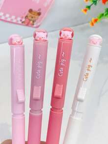 3pcs New Cat Shaped Retractable Pens, 0.5mm Black Quick-Drying Funny Stress Relief Cute Kitty Pens, Creative Learning & Office Supplies, High-Quality Smooth Black Ink, Suitable For Cat Lovers, School, Office, Party & Holiday Gifts - Multicolor - View 10