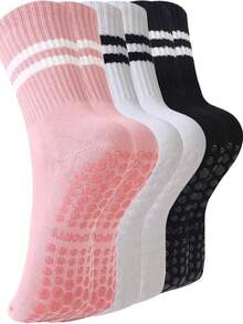 3 Pairs Women's Pilates Yoga Non-Slip Socks With Grip, Suitable For Yoga, Hospital, Pilates, Ballet - Multicolor - View 14