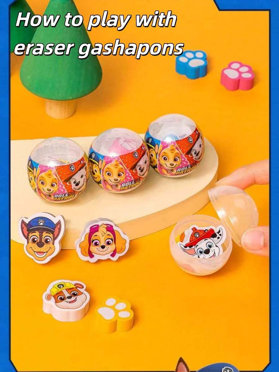 Paw Patrol Cartoon Erasers, Individually Packaged In Ball Shape For Gashapon Machines. Includes Characters Such As Rubble, Chase, Rocky, Zuma, Skye, Everest, Tracker, Tuck, Ella, Rex, WildCat, Liberty, Etc. Paw Patrol Erasers, Suitable As Birthday Gifts And Prizes. - Multicolor - View 1