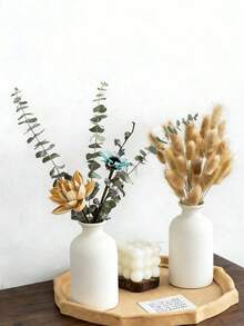 一套米色极简花瓶装饰，现代波西米亚乡村风家居装饰，芦苇和干花花瓶，创意书架、书桌、置物架花瓶装饰，搭配波西米亚风格迷你花瓶，餐桌派对花瓶，客厅办公室书架，玄关卧室装饰 - 1PC - 查看 5