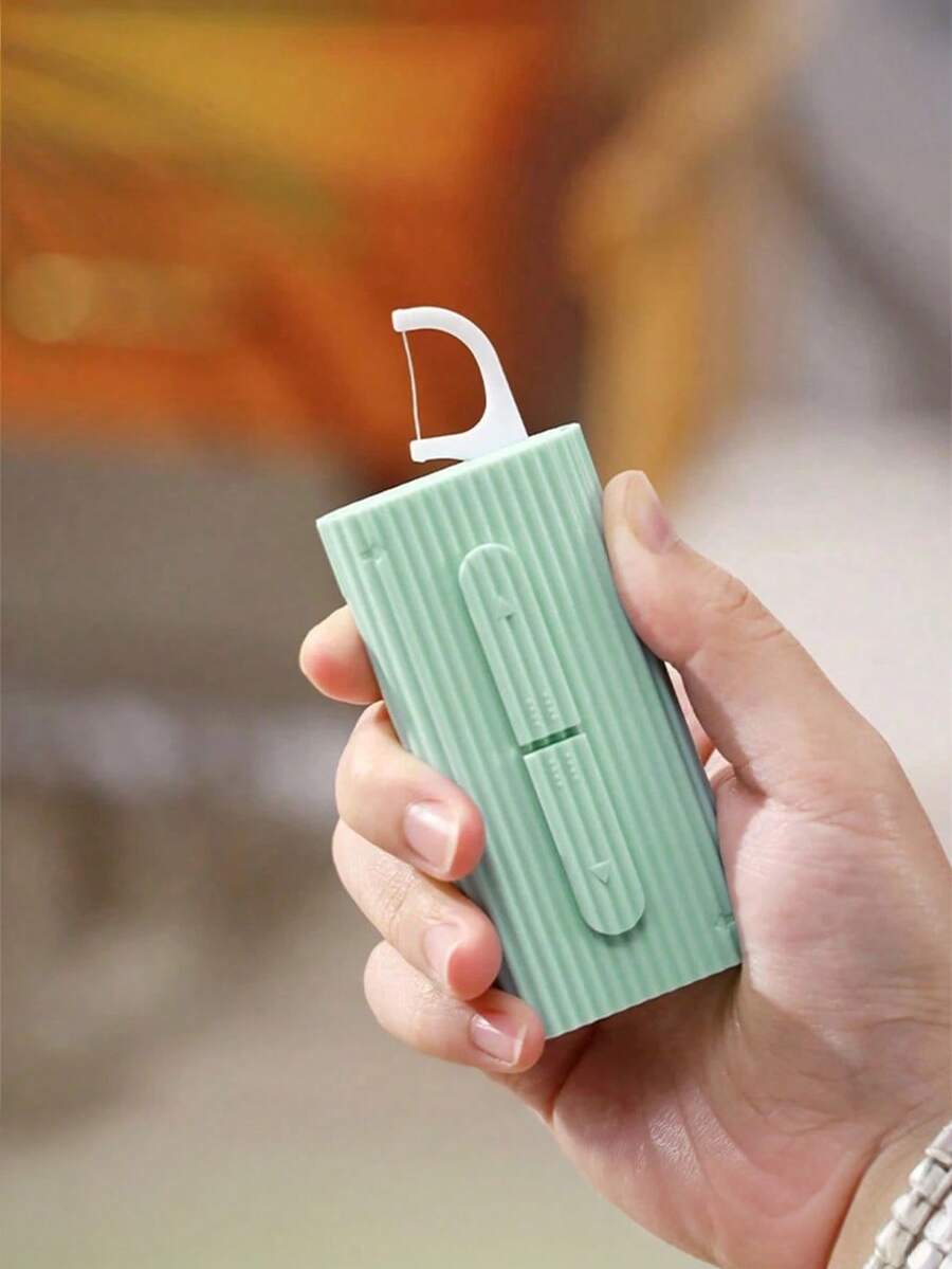 便携式旅行自动牙签筒，配有细牙线，口腔护理 - 多色 - 查看 1