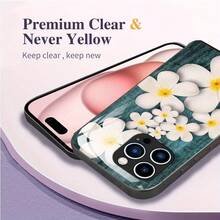 Nueva serie de flores de pareja de alta gama para el Día de San Valentín, paquete de lentes de espejo completo de vidrio blanco, funda suave para teléfono móvil para iPhone X 11 12 13 14 15 16 Plus Pro ProMax, protección de cámara, anti-huellas, ligera, elegante. - Negro 3 - Ver 8