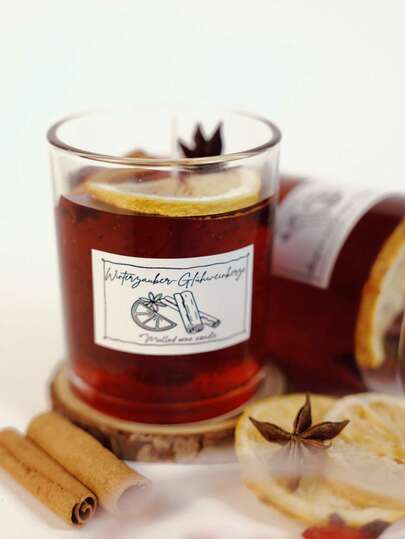 1pc Winter Mulled Wine & Candle, Adds Warmth To Holiday Living, Candle, Scented Candle, Decorative Candle, Soy Candle, Gift For Friends, Gift For Her, Home Decor Candle