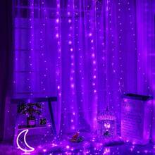 1 pieza Luces de cortina de cadena LED alimentadas por USB, 8 modos de iluminación, control remoto, adecuadas para boda, cumpleaños, fiesta, Pascua, Ramadán, Día de San Valentín, decoración y iluminación para fiesta individual - Luces de cortina alimentadas por USB - Ver 16