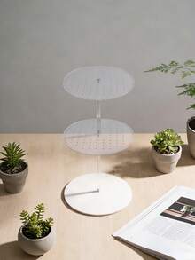 Minimalist Wooden & Plastic Jewelry Storage Box, Earring Organizer Display - Multicolor - View 3