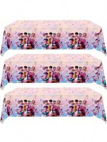 1件装韩流女团主题派对桌布，生日派对装饰，一次性PE桌布，适合韩流粉丝派对装饰 - 彩色 - 查看 1