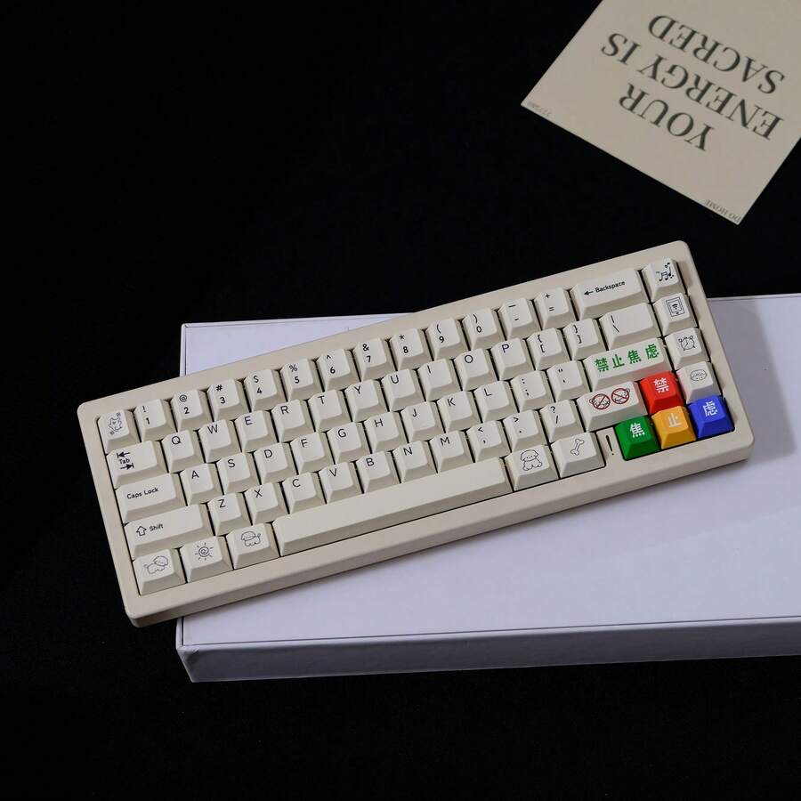 FKKeys 抗焦虑主题 PBT 热升华定制疗愈机械键盘键帽，原装正品 - 禁止焦慮主題鍵帽 - 查看 1