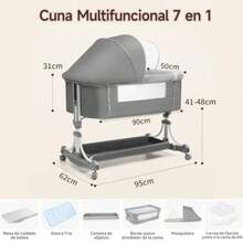 cunas para bebésMuja 3 en 1 Cuna Colecho Cuna con Mosquiteras y Cesta de Almacenamiento Cambiador Cinturón de  8 Altura Ajustable Portátil y Plegable - Modelo A - Ver 3
