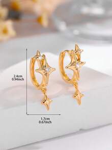 1 par de pendientes de botón elegantes y lindos con circonita cúbica de 4 garras, ideales para uso diario para mujeres y niñas - Multicolor - Ver 6