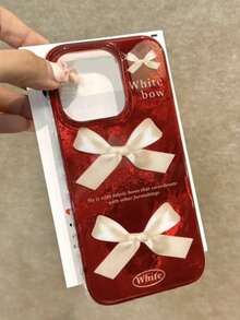 20261pcs New Luxury Red Bow Tie Compatible With IPhone 17 Pro Max, 16 Pro Max, 15 Pro Max, 15, 14, 13, 12, 11, Fashionable High-End Niche Design - Multicolor - View 3