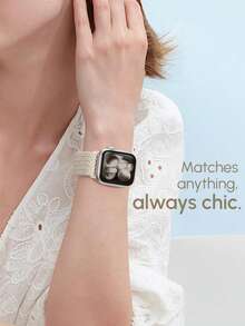 升级款磁吸编织弹力表带，带磁吸表扣，兼容 表带 38mm 40mm 41mm 42mm 44mm 45mm 46mm 49mm 男女款，柔软尼龙运动单圈表带，兼容 Series 11 10 9 8 7 6 5 4 3 Ultra 3 2 1 SE - 升級磁吸扣-星光 - 查看 8