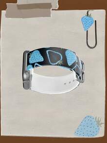 1pc Mutant Blue Strawberry Soft Elastic Breathable Comfortable Replacement Watch Band, Suitable Compatible With Samsung, , Honor Smartwatches, 38mm 40mm 41mm 45mm 44mm 42mm 46mm 49mm, Fashionable Casual Multi-Color Silicone Watch Band Compatible With Apple Watch Ultra SE/11/10/9/8/7/6/5/4/3/2/1 - Multicolor - View 5