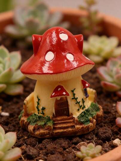 Miniature Mushroom House Decor, Resin Crafted Villa, Fairy Tale Decoration Accessories, Suitable For Micro Landscape, Aquarium, Potted Plants, Fairy Garden, Home Decor, Party Favors, Bonsai, Micro Landscape Crafts