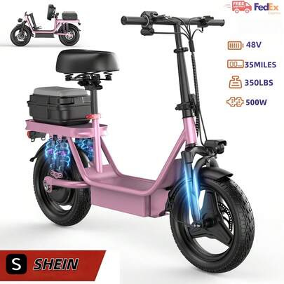 Adult Electric Scooter, 48V15AH Battery, 500W Motor, Top Speed 20 Mph, Maximum Range 35 Miles.