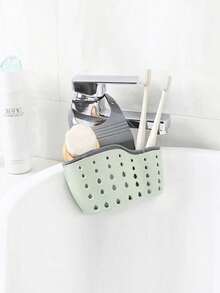 1 件厨房收纳架，可调节卡扣式水槽海绵架，厨房悬挂式沥水篮，厨房小工具 - 多色 - 查看 3