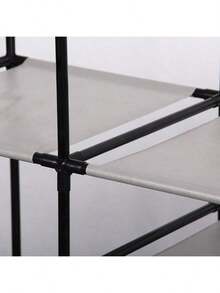 Folding Wardrobe Portable Wardrobe Double Couple - màu đen - Xem 6