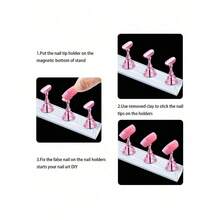 Nail Stand For Press On Nails Display, Magnetic Fake Nails Holder For Painting Nails Practices, Beginner Acrylic Nail Art Kit Accessories, Nail Salon Equipment And Decor,Nail Supplies,Nail Tools,Nail Art Tools,Back To School,Nails,Nail Tools For Press On Nails - Hồng - Xem 9