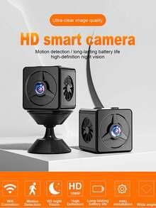 1个智能迷你1080P全高清摄像头，支持2.4GHz WiFi连接，可通过移动应用程序远程访问，具有移动侦测、循环录像和语音对讲功能，支持USB充电，适用于室内外使用——适用于办公室、汽车和家庭安全场景，是一款隐藏式摄像头。 - 黑色 - 查看 2