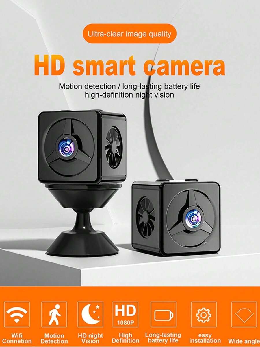 1个智能迷你1080P全高清摄像头，支持2.4GHz WiFi连接，可通过移动应用程序远程访问，具有移动侦测、循环录像和语音对讲功能，支持USB充电，适用于室内外使用——适用于办公室、汽车和家庭安全场景，是一款隐藏式摄像头。