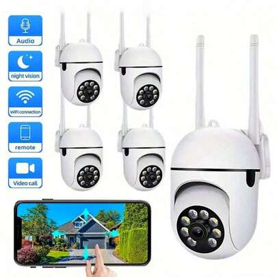 1pc/2pcs 1080p Smart Security Camera, Two-Way Audio, Supports 360° Panoramic View, Video Recording And Night Vision, Only Supports 2.4G Wi-Fi Connection For Smart Home Security System, Provides Motion Tracking, High-End Choice For Modern Indoor Security Camera With High-Definition Video Recording