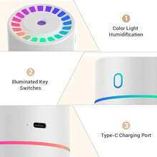 1pc Colorful Mini Humidifier, Two-In-One Smart Car Humidifier And Aroma Lamp, USB Powered, Equipped With Seven-Color Ambient Light, Car Air Freshener, Portable Essential Oil Diffuser, Suitable For Various Occasions. - Multicolor - View 12