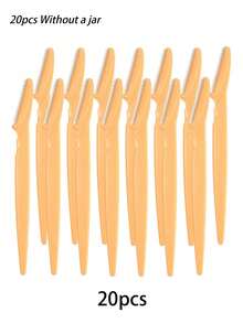 40/20件套咖啡色眉毛修剪器和剃须刀套装,眉毛修剪器和剃须刀,去角质和脱毛工具,身体脱毛修剪器和面部及眉毛剃须刀套装,长柄刀片配有精密保护盖,适合女性旅行时修眉,赠品,旅行,平价好物,旅行必备 - 黃色 - 查看 12