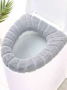 1pc Soft & Warm Toilet Seat Cover, Washable Thickened Cushion Suitable For Toilet And Bidet, Anti-Slip Elastic Design, Universal Fit - Multicolor - View 3