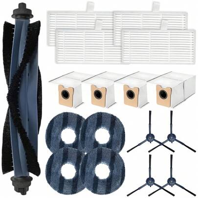 17pcs Accessories For Eufy Omni C20 Robot Vacuum, Including 1 Main Brush, 4 Side Brushes, 4 Filters, 4 Mops, 4 Dust Bags