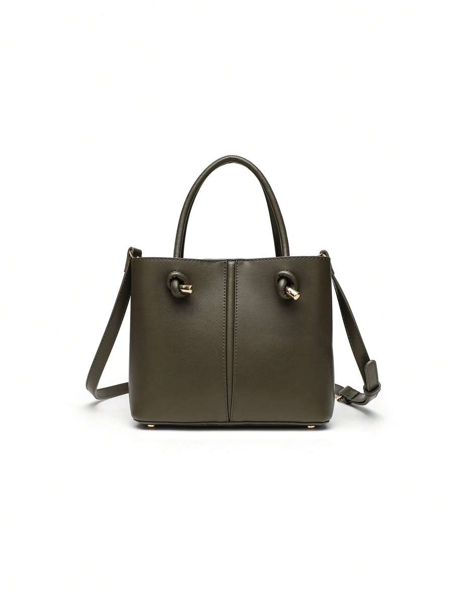 2026新款黑色迷你都市水桶包，时尚百搭高端女士单肩斜挎包 - 墨綠色 - 查看 1