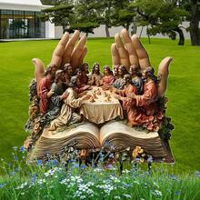 《最后的晚餐》亚克力花园摆件 - 优雅的庭院艺术品，配有木质底座，是户外草坪和花园装饰的完美之选，增添宗教魅力，是理想的礼物之选，木质，庄严，花园装饰 - C - 查看 5