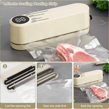 1台多功能自动食品真空封口机，无线充电式，高效双色真空封口机，带数字显示屏，可密封零食袋，外部吸气和充气，多种食品保鲜功能，延长保鲜期，小巧易用，是餐厅、厨房、户外野餐、健身器材保鲜、家庭厨师和厨房爱好者的理想之选。 - 彩色 - 查看 8