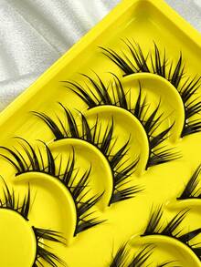 6 pares de pestañas postizas de zorro con efecto húmedo, pestañas falsas de anime para cosplay, pestañas dramáticas con efecto húmedo, extensiones de pestañas, herramienta de maquillaje, tiras de pestañas - Negro - Ver 5