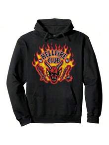 Stranger ThingsA Season 5 Hellfire Club Distressed Logo Pullover Hoodie - Black - View 1