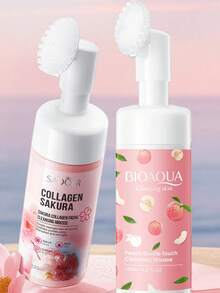 120毫升樱花胶原蛋白/蜜桃洁面慕斯，丰富泡沫，温和清洁并去除角质，面部清洁慕斯 - 潔顏慕斯 - 查看 1