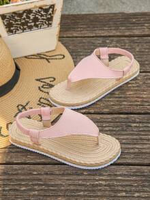 Dép xỏ ngón đế bằng màu trơn thời trang dành cho nữ cỡ lớn 35-45, thích hợp cho kỳ nghỉ, du lịch mùa hè, mặc thường ngày, màu hồng, nhiều màu sắc, dép đi biển đa năng, nhiều màu để lựa chọn. - Vải màu hồng với những đường nét tinh tế - Xem 7