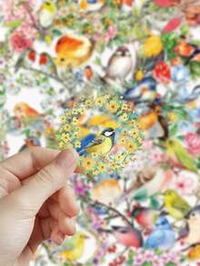 50/150/250/500张水彩鸟涂鸦贴纸，适用于装饰日记本、手账、剪贴簿、计划本、笔记本、笔记本电脑、手机、平板电脑、吉他等。 - 花鳥 - 查看 7