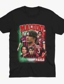 Paolo Maldini Homage _ AC MILAN T Shirt _ AC Milan Shirt _ Italian Football _ Italy _ Maldini Italy _ Italian Football _ The Rossoneri - 黑色 - 查看 1