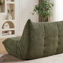 Divano a due posti Chenille Togo, poltrona da pavimento, poltrona senza braccioli, divano a sacco, poltrona da camino in stile Togo con memory foam, comodo divano da pavimento per soggiorno, camera da letto, sala giochi e ufficio - Verde - Visualizzare 9