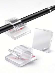 20/1pc Transparent Adhesive Cable Clips - Reusable Self-Adhesive Cable Organizer Clips, Cable Ties And Wire Clips With Strong Sticky Backing. Made Of Plastic, These Clips Can Be Used To Secure Decorative Lights, Wall Cables, Etc. Easy To Remove, Suitable For Home, Office, TV And Ceiling Light Cable Management - Multicolor - View 3