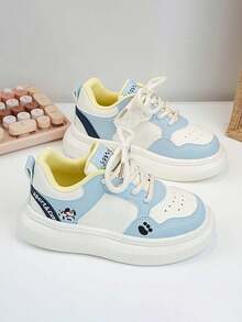 1 Pair Kids Leather Breathable Thick Sole Soft Bottom Non-Slip Casual Sneakers, Versatile Fashion Toddler Walking Shoes For Outdoor, Sports, School, Suitable For Spring, Summer, Autumn, Winter - Blue - View 2