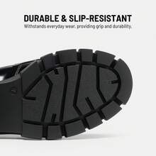 Women Chunky Loafers Round Toe Casual Horse-Bit Mid-Heel Slip-On Loafers, Vintage Elegant British Style, Comfortable Platform Chunky Versatile Pumps Shoes - 黑色 - 查看 6