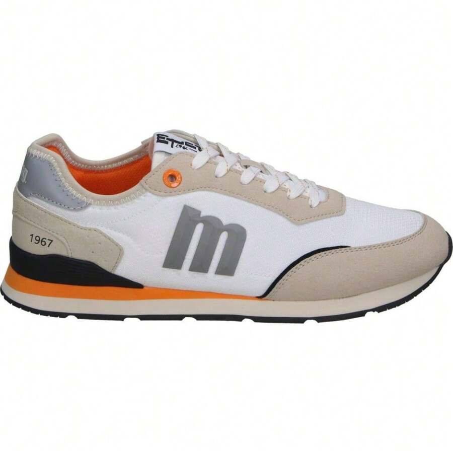 MTNG | Baskets décontractées pour homme Mustang Joggo Classic – Chaussures de sport bleu marine avec détails verts – Baskets à lacets – Semelle intérieure Starfit – Vegan – Confortables et polyvalentes – Modèle 84859 - Blanc - Voir 1